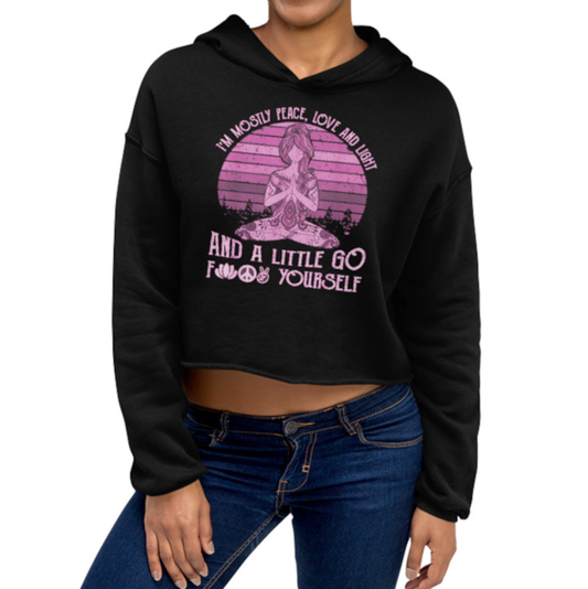 Peace Love & Light Pink Crop Hoodie