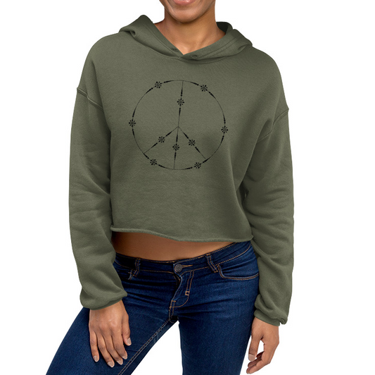 Peace Sign Crop Hoodie
