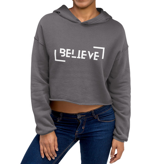 Power Words BELIEVE Crop Hoodie