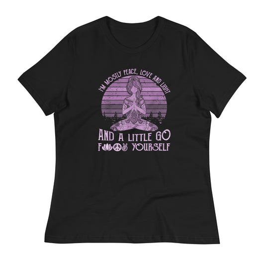 Peace Love & Light Purple Women's Relaxed T-Shirt