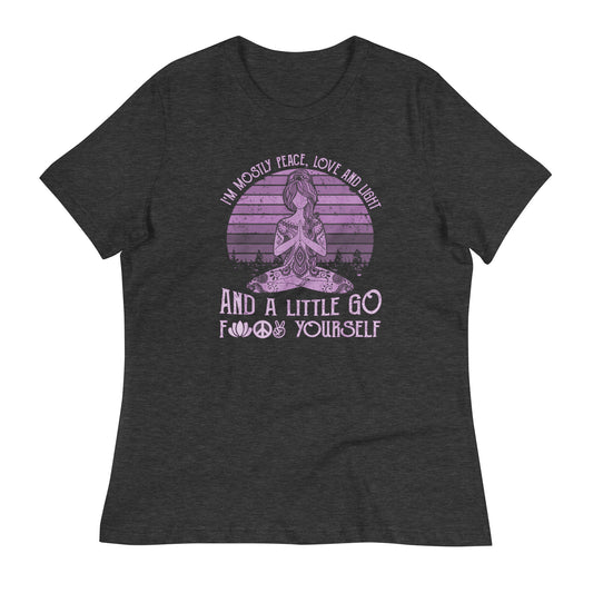 Peace Love & Light Purple Women's Relaxed T-Shirt