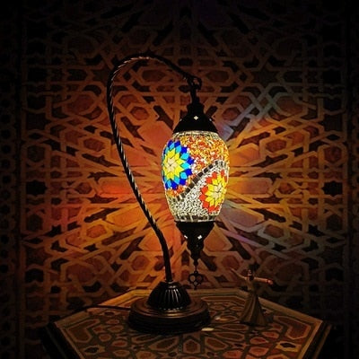 Mosaic Stained Glass Swan Table Lamp
