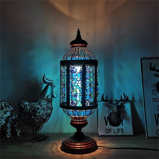 Retro Kaleidoscope Stained Glass Table Lamp