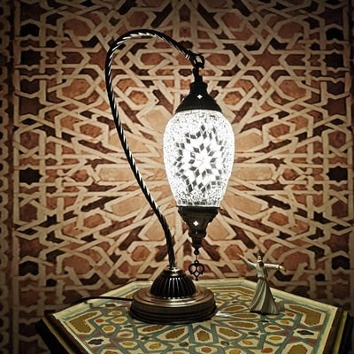 Mosaic Stained Glass Swan Table Lamp