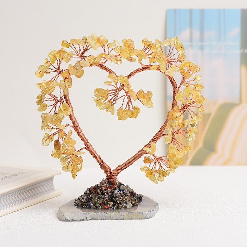 Heart-Shaped Crystal & Copper Tree