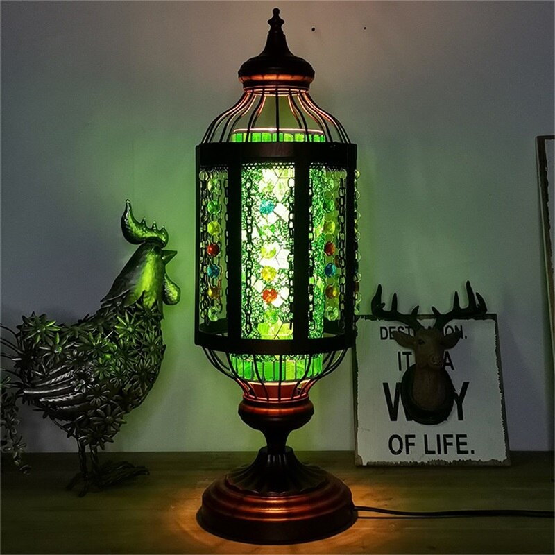 Retro Kaleidoscope Stained Glass Table Lamp