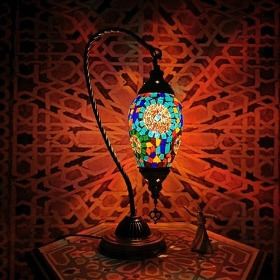 Mosaic Stained Glass Swan Table Lamp