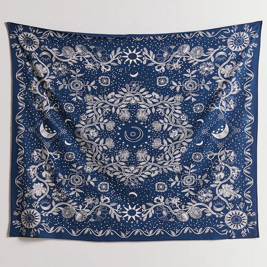 Floral Vine & Moon Tapestry