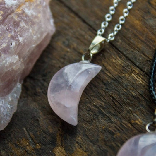 Rose Quartz Crescent Moon Necklace