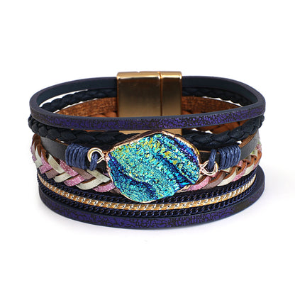 Druzy Layered Braided Wrap Bracelet