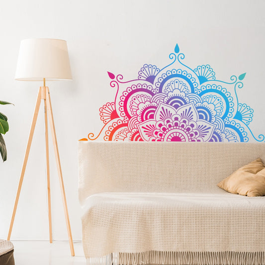 Rainbow Mandala Lotus Wall Decal