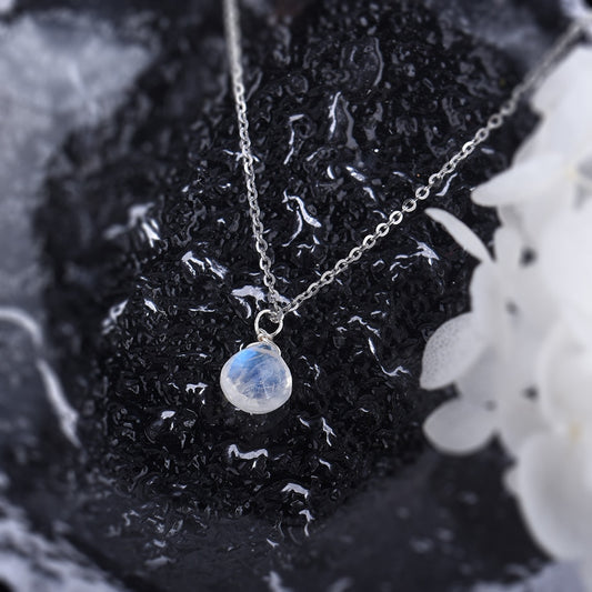 Moonstone Drop Silver Necklace