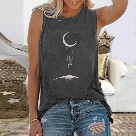 Crescent Moon Sleeveless T Shirt
