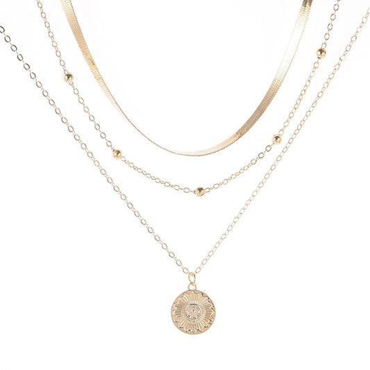 Silver Coin Multi Layer Necklace