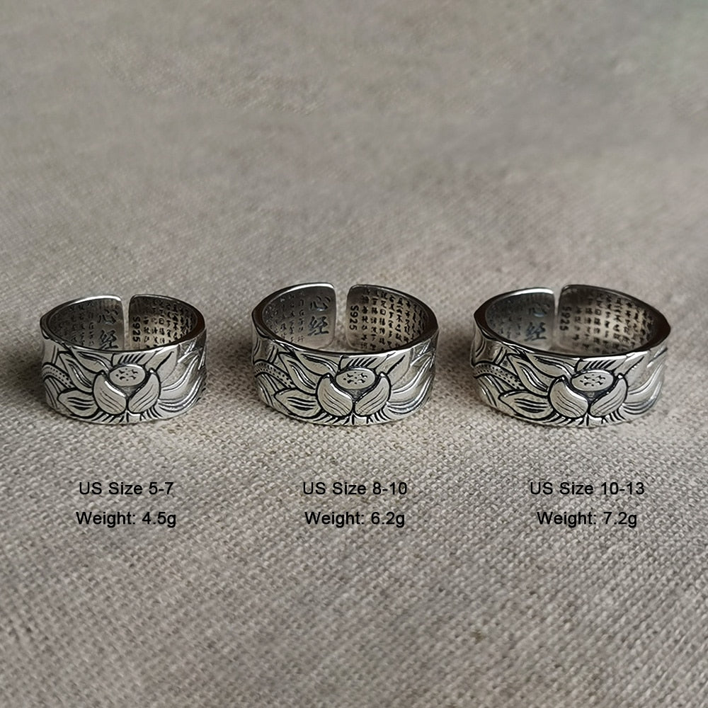 Blooming Lotus Heart Sutra Ring