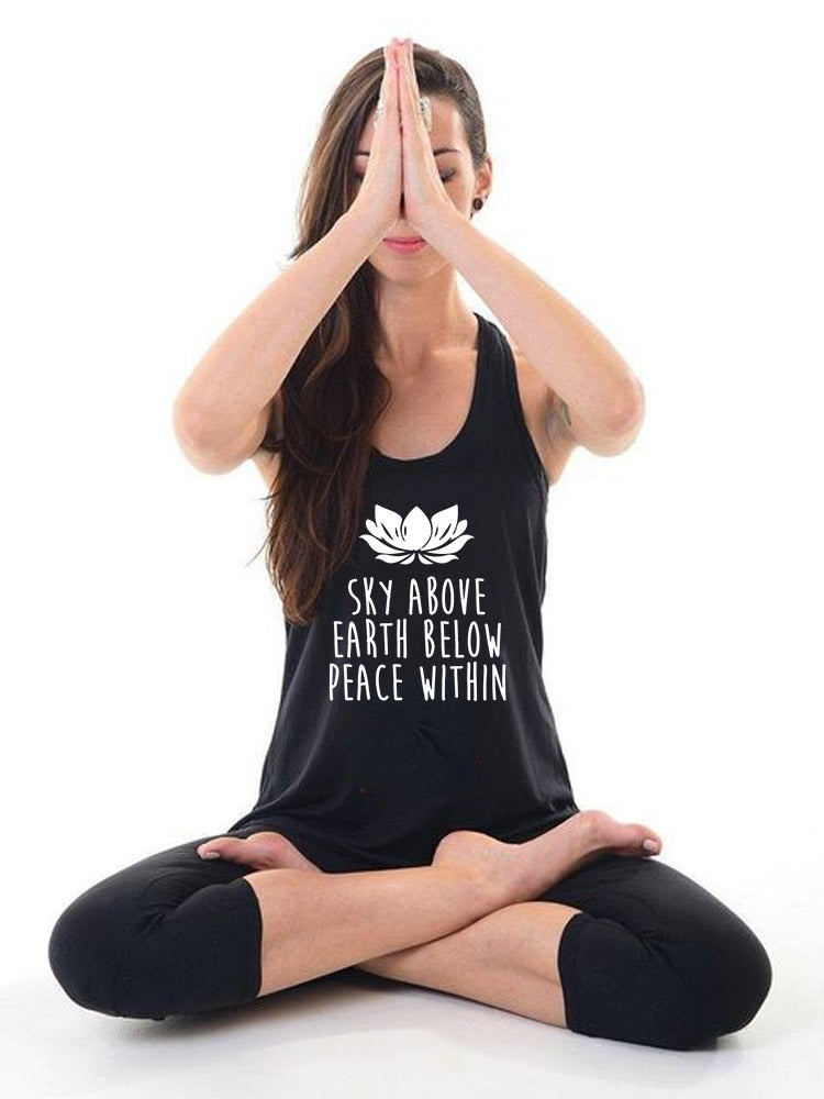 Sky Above, Earth Below, Peace Within Racerback Tank Top