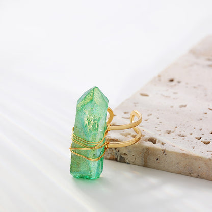 Aura Quartz Crystal Rings