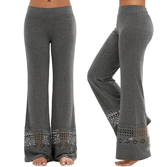 High Waist Lace Bottom Yoga Pants