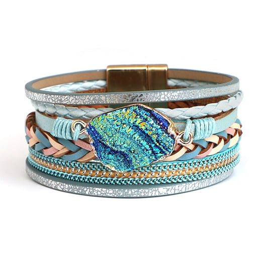 Druzy Layered Braided Wrap Bracelet