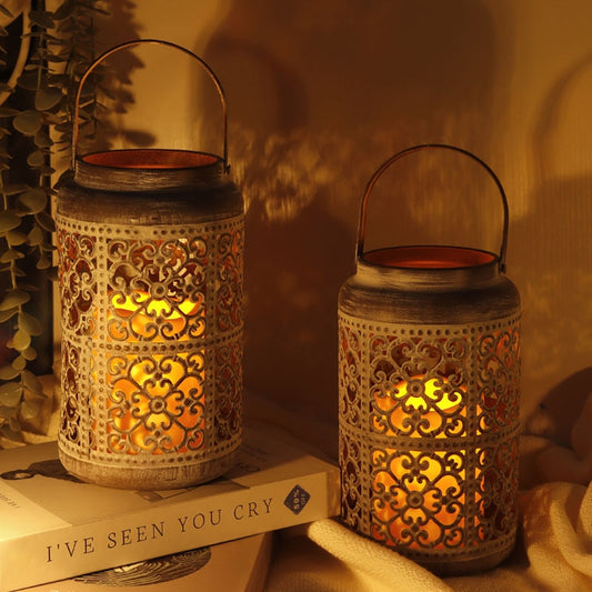 Vintage Lantern Set with Flameless Candles