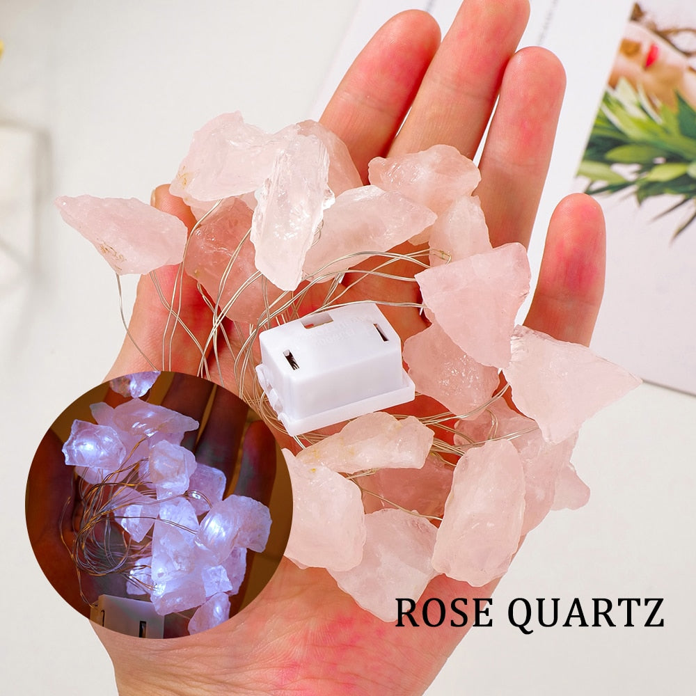 rose quartz crystal fairy lights