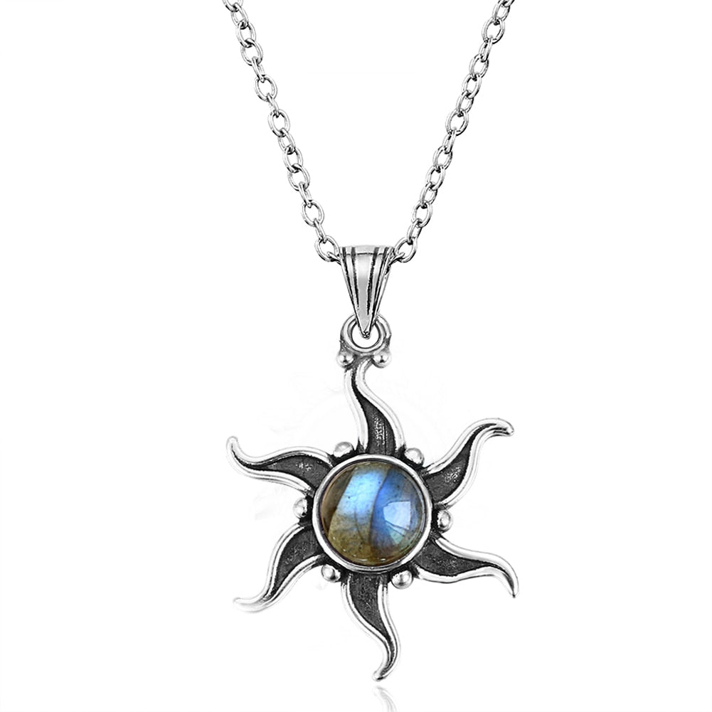 Crystal Sun Silver Necklace