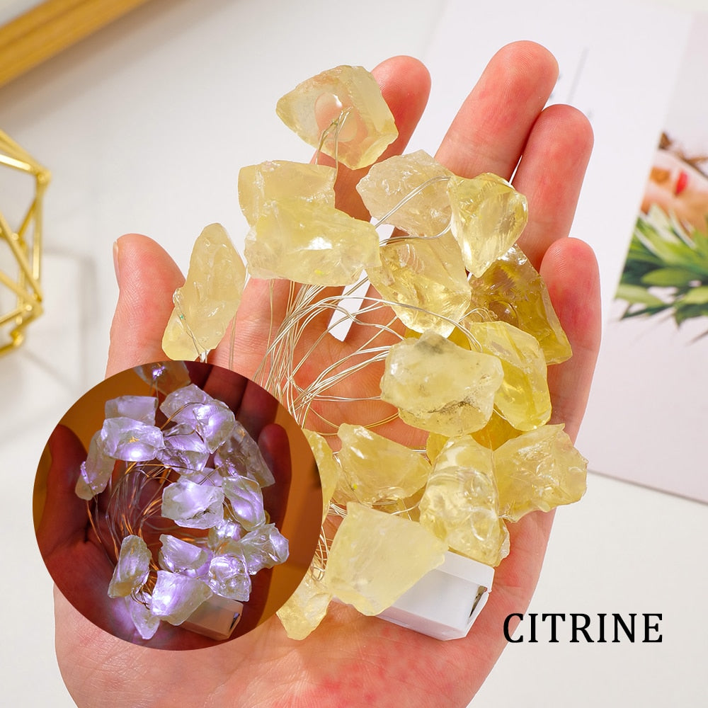 citrine crystal fairy lights