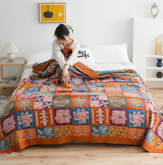 Patchwork Cotton Reversible Blanket