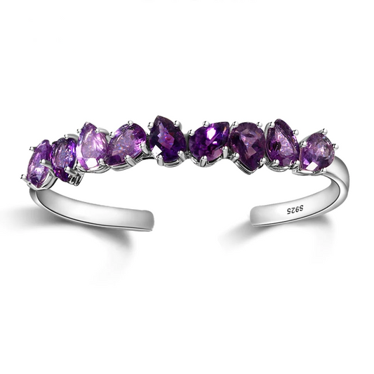 Amethyst Silver Bangle Bracelet