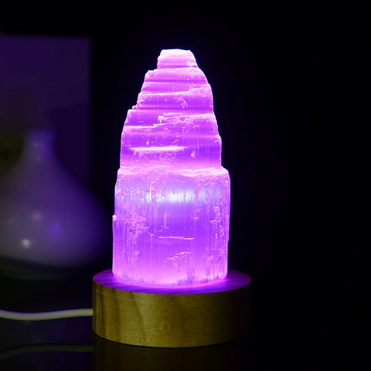 Mini Selenite Crystal Tower Lamp