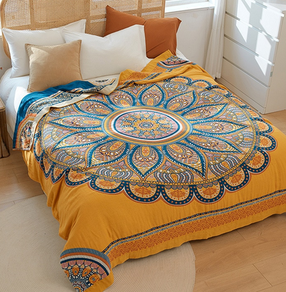 Lotus Mandala Cotton Reversible Blanket