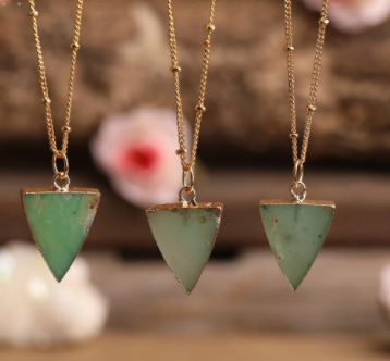 Australian Jade Stone Triangle Pendant Necklace