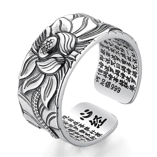 Blooming Lotus Heart Sutra Ring