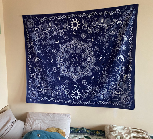 Floral Vine & Moon Tapestry