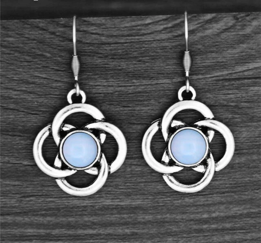 Natural Stone Dangle Flower Earrings