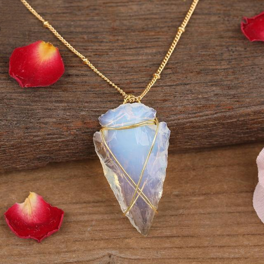 Opalite Crescent Moon & Arrow Pendant Necklaces