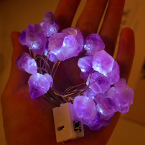 Amethyst crystal fairy lights