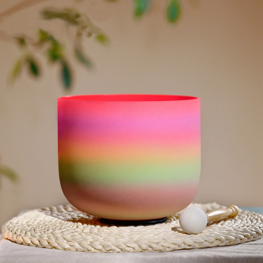 Pastel Rainbow Frosted Quartz Crystal Singing Bowl