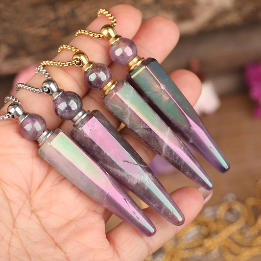 Aura Amethyst Crystal Bottle Necklace