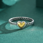 Gold Heart Silver Ring