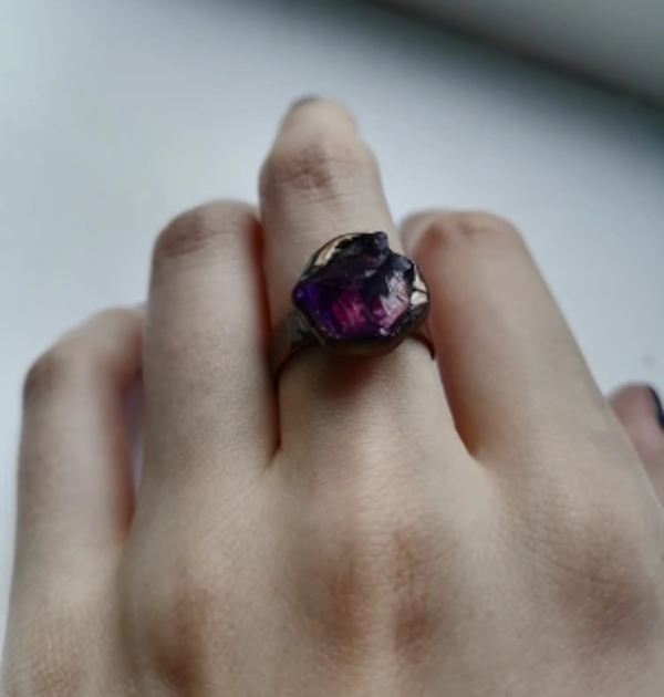 Amethyst Crystal Adjustable Ring