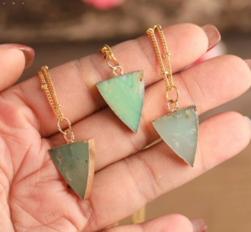 Australian Jade Stone Triangle Pendant Necklace