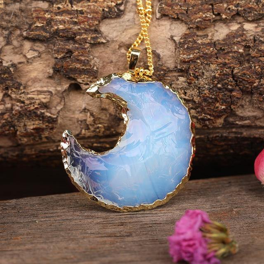 Opalite Crescent Moon & Arrow Pendant Necklaces