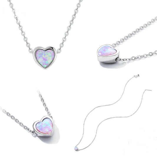 Faux Fire Opal Heart Necklace