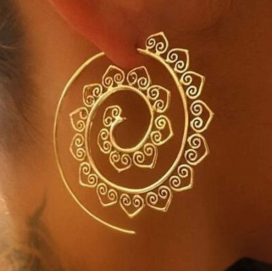 Sacred Spiral Hmong Heart Earrings