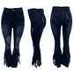 Fringe Bottom Flare Jeans