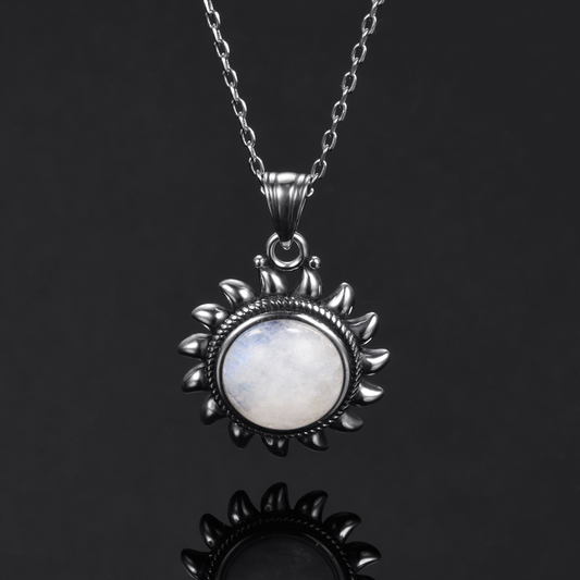Moonstone Sun Silver Necklace