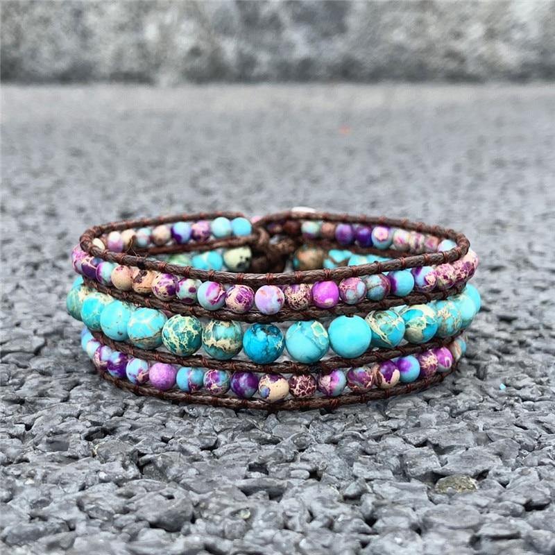 Turquoise & Jasper Stone Wrap Bracelet - SoulShyne Products