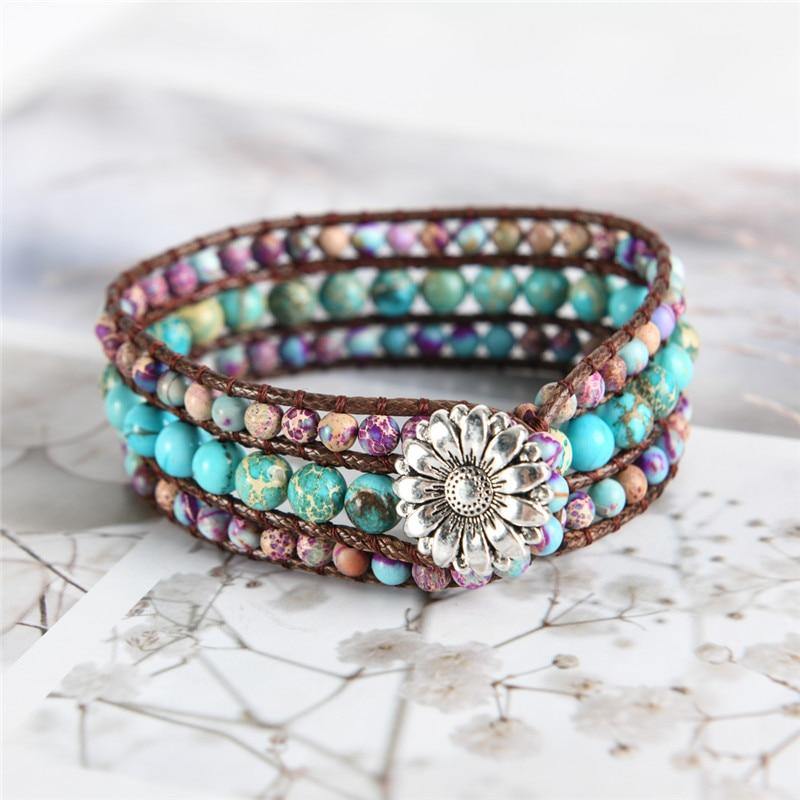 Turquoise & Jasper Stone Wrap Bracelet - SoulShyne Products
