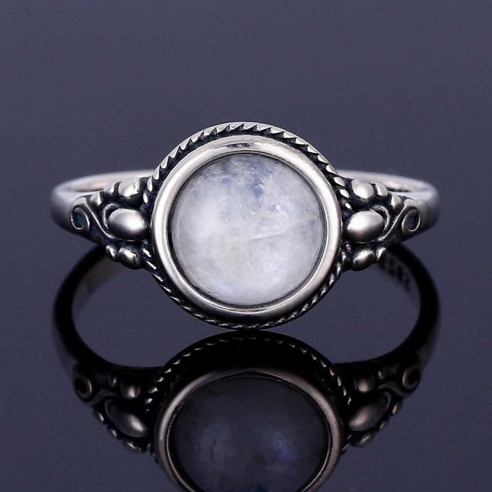 Round Moonstone Silver Ring - SoulShyne Products